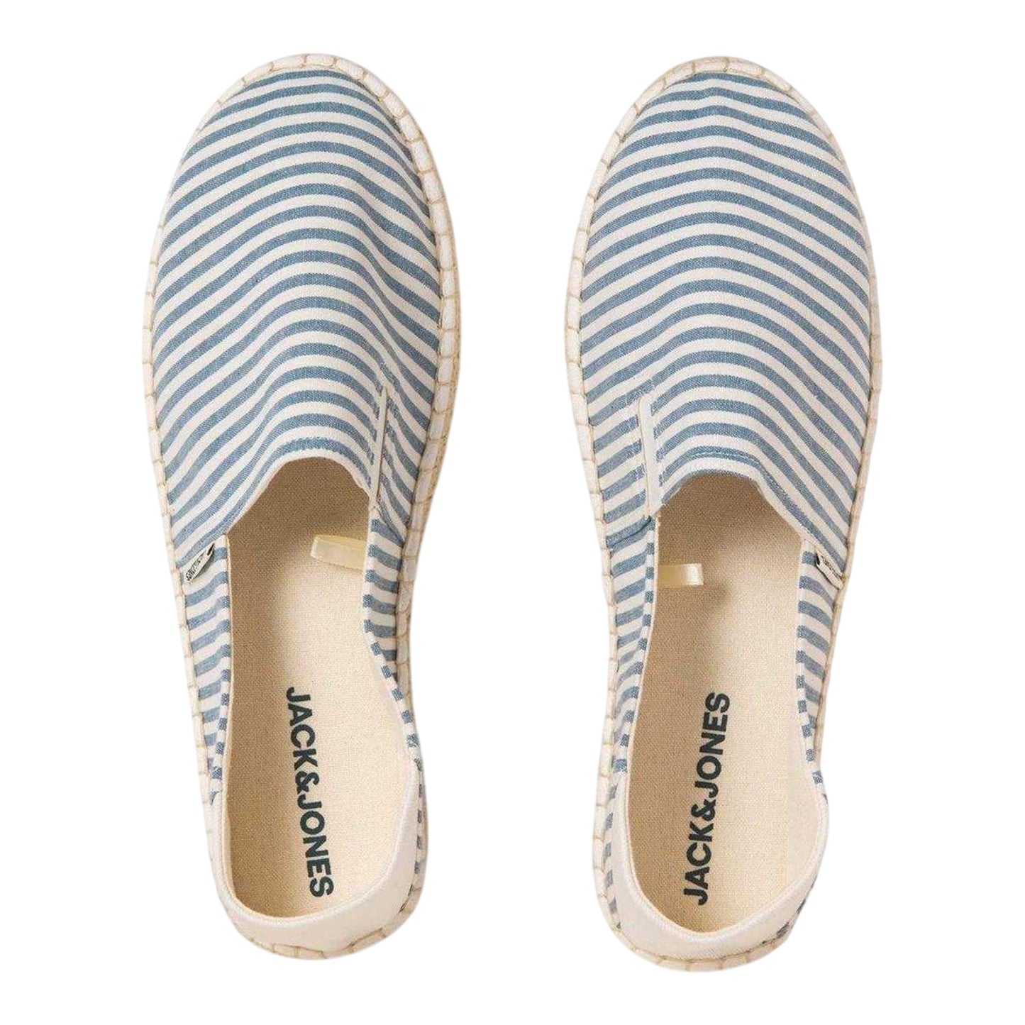 Coronet Blue - Side - Jack And Jones Mens Striped Canvas Flat Espadrilles