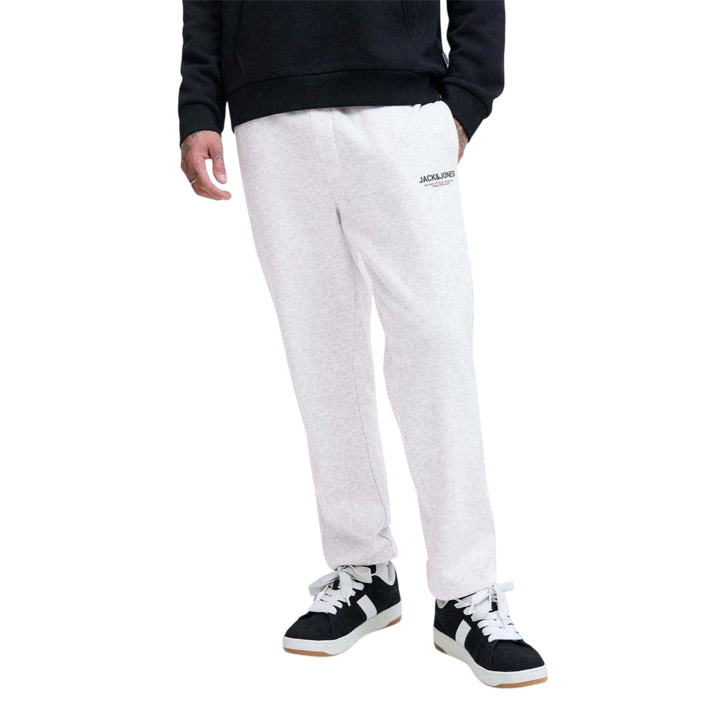 Black Melange - Side - Jack And Jones Mens Slim Joggers (Pack of 2)
