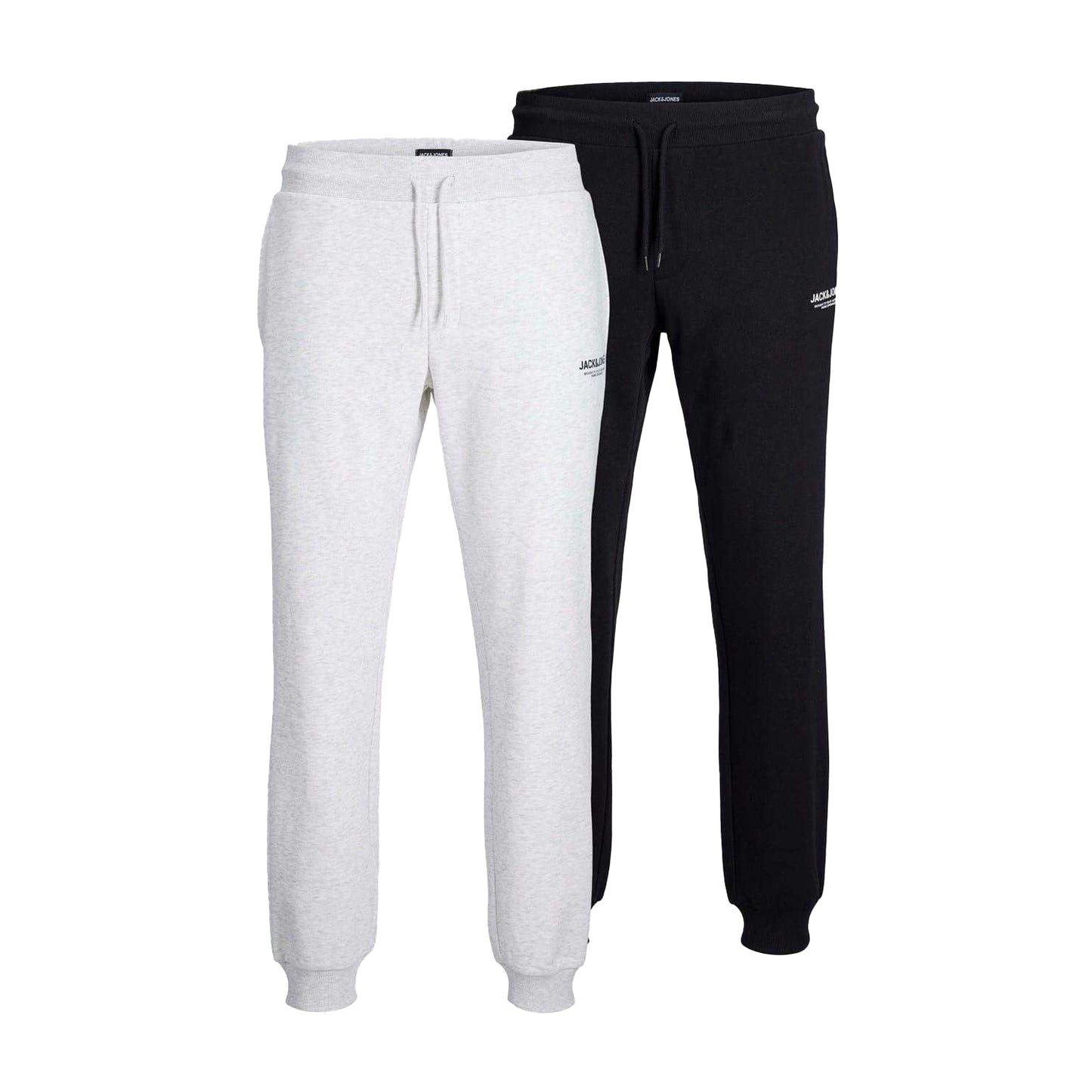 Black Melange - Front - Jack And Jones Mens Slim Joggers (Pack of 2)