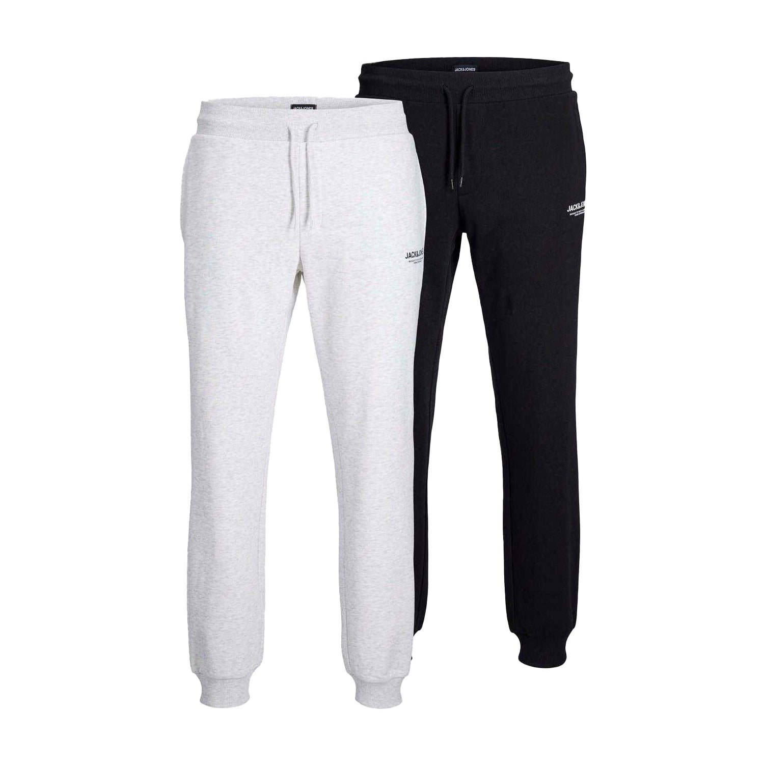 Black Melange - Front - Jack And Jones Mens Slim Joggers (Pack of 2)