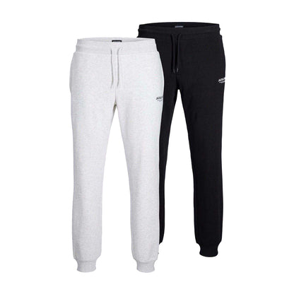 Black Melange - Front - Jack And Jones Mens Slim Joggers (Pack of 2)