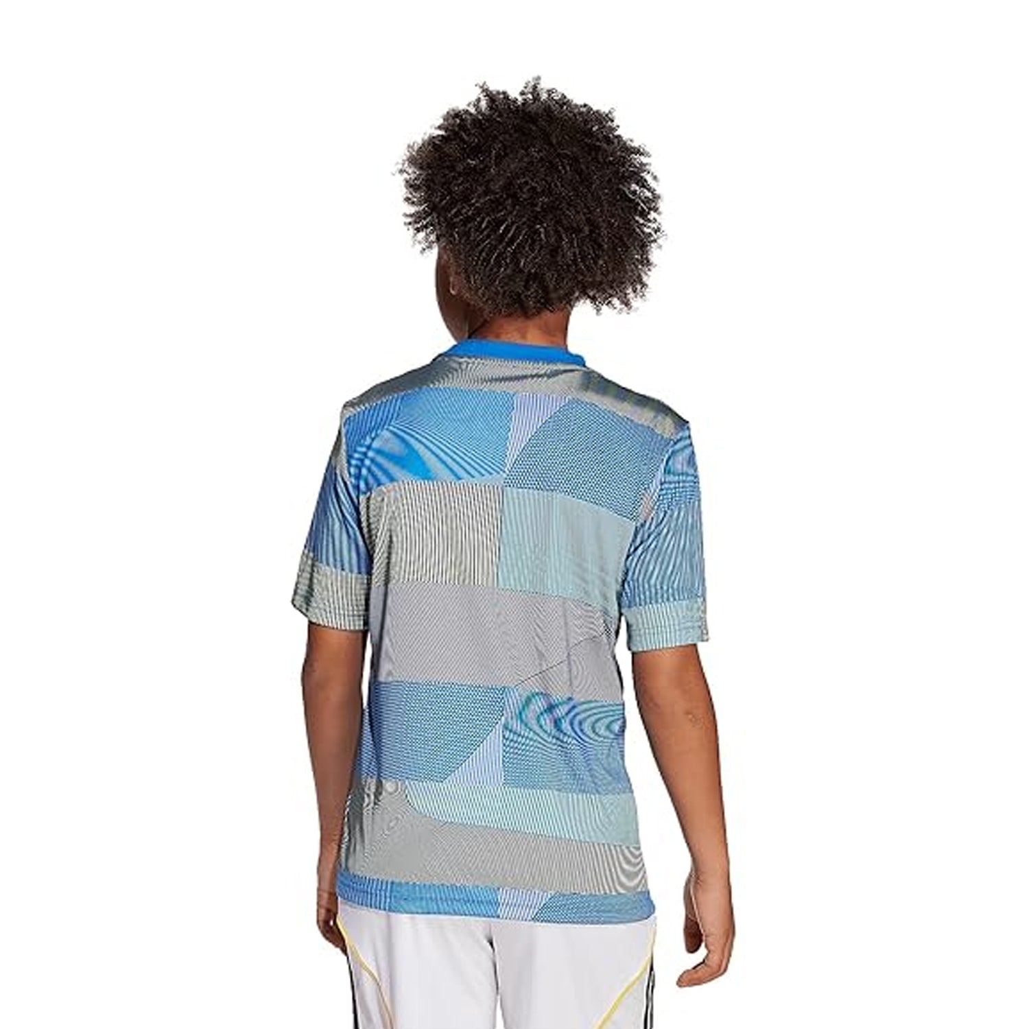 Blue - Side - Adidas Childrens-Kids Pre-Match Real Madrid CF Training Football Shirt