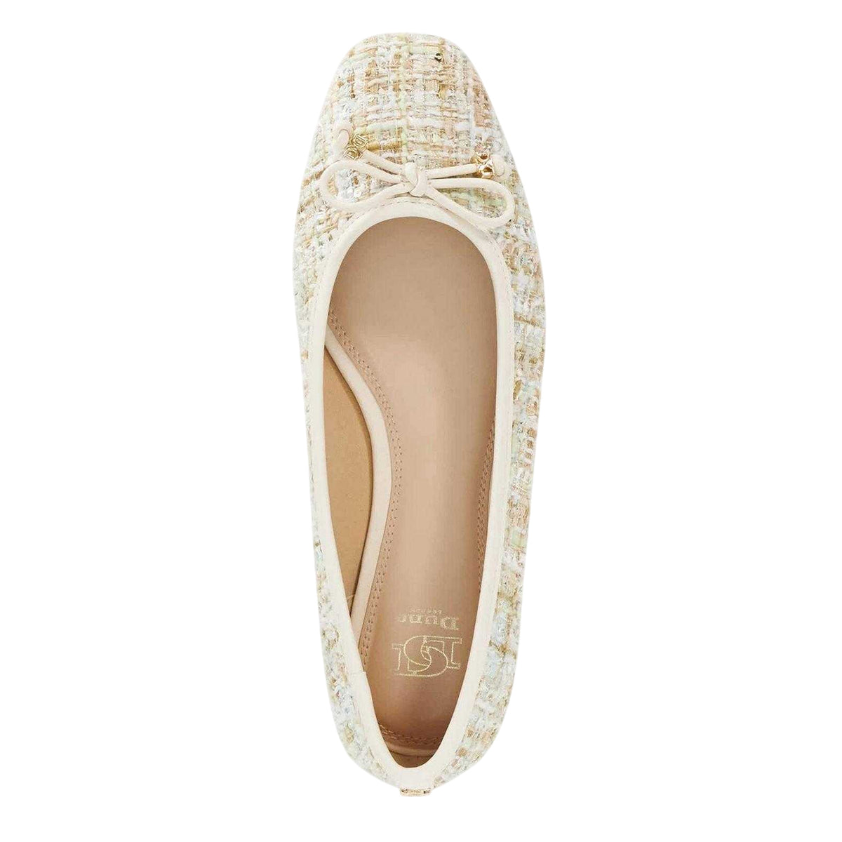 Green - Side - Dune London Womens-Ladies Tweed Ballet Flats