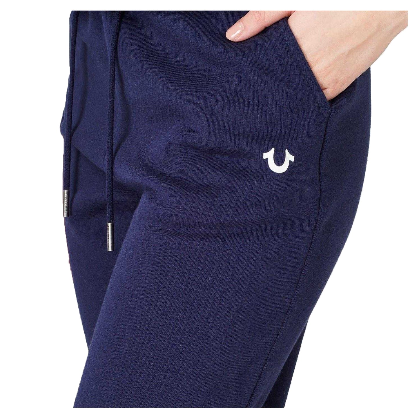 Navy - Side - True Religion Womens-Ladies Cotton Joggers