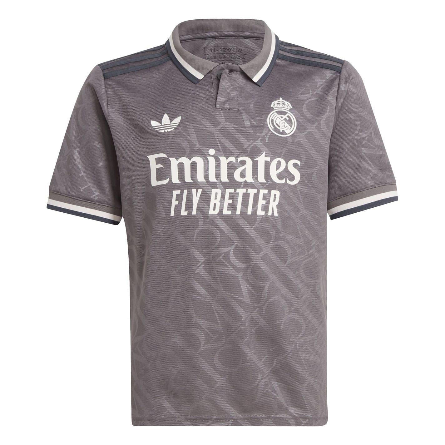 Grey - Front - Adidas Childrens-Kids 2024-2025 Real Madrid CF Football Shirt