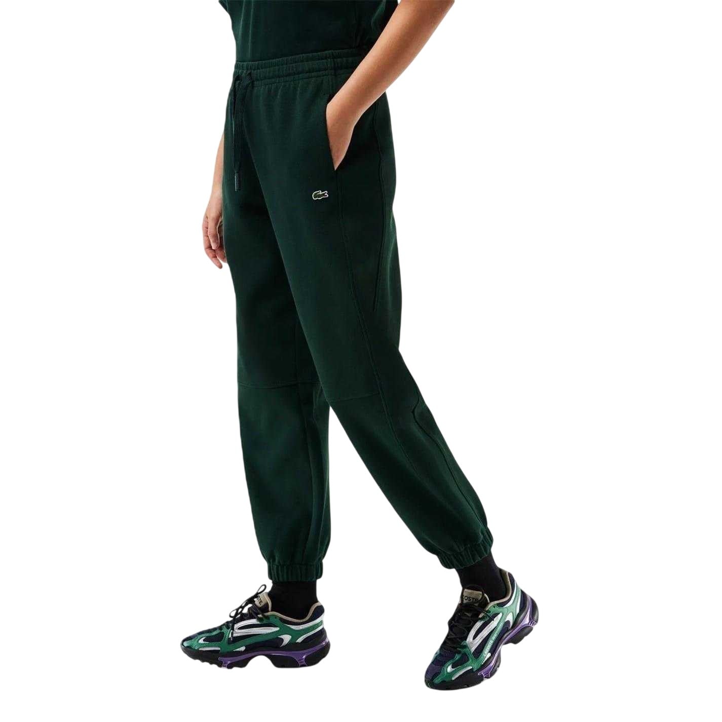 Green - Front - Lacoste Womens-Ladies Fleece Joggers