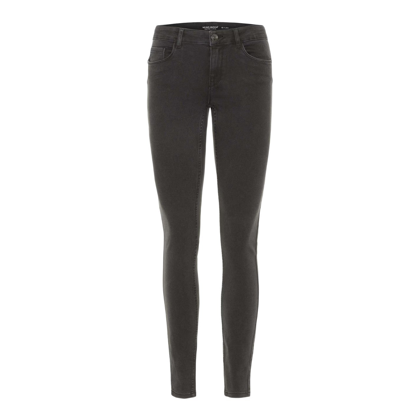 Dark Grey - Front - Vero Moda Womens-Ladies 5 Pockets Slim Jeans