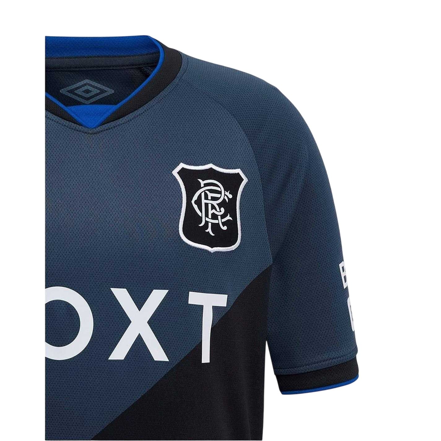 Black - Side - Umbro Childrens-Kids 2025-2026 Rangers FC Football Shirt