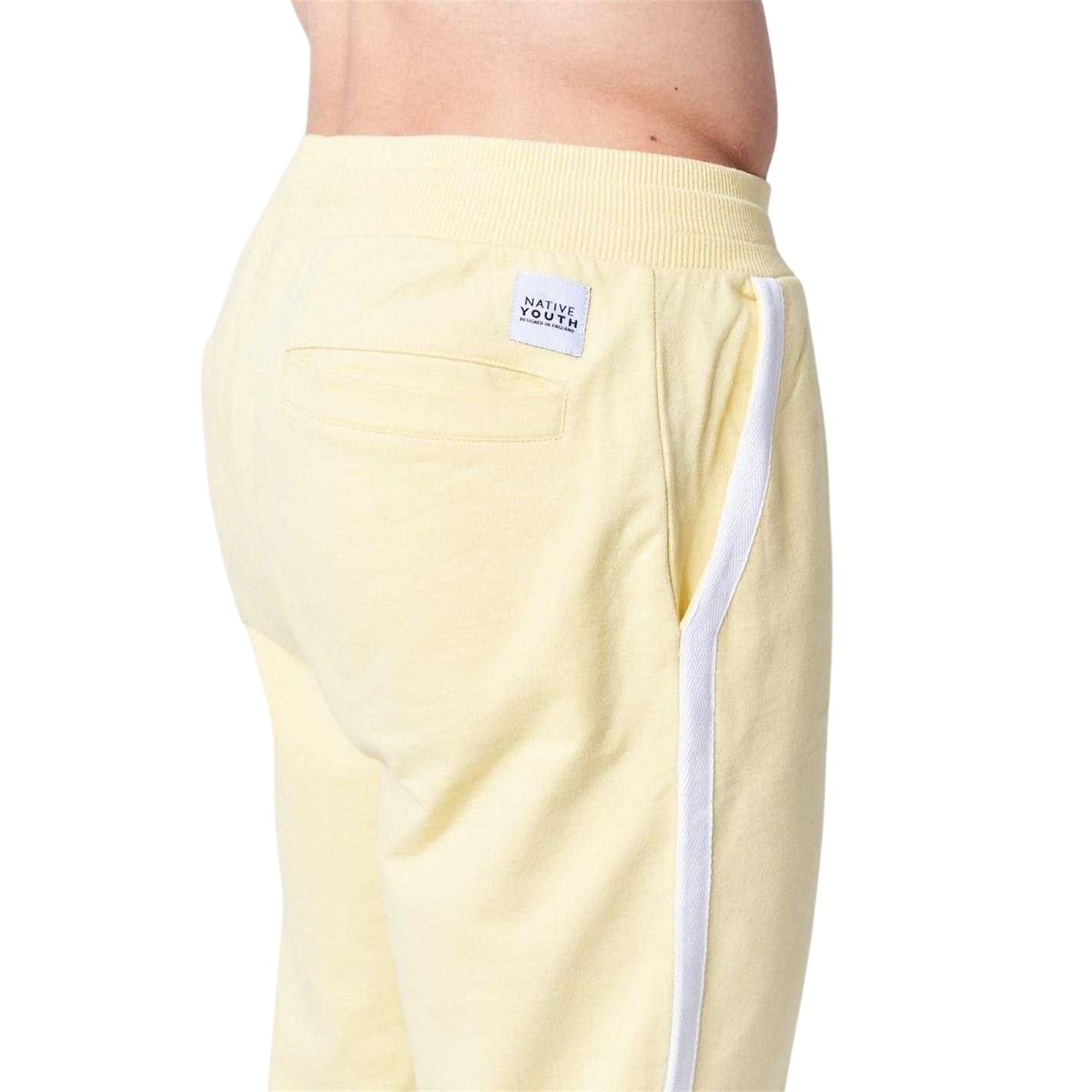 Yellow - Side - Native Youth Mens Side Stripe Slim Joggers