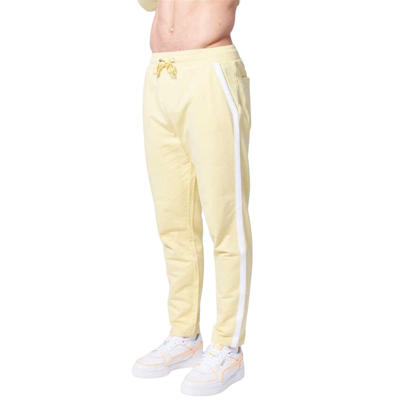 Yellow - Front - Native Youth Mens Side Stripe Slim Joggers