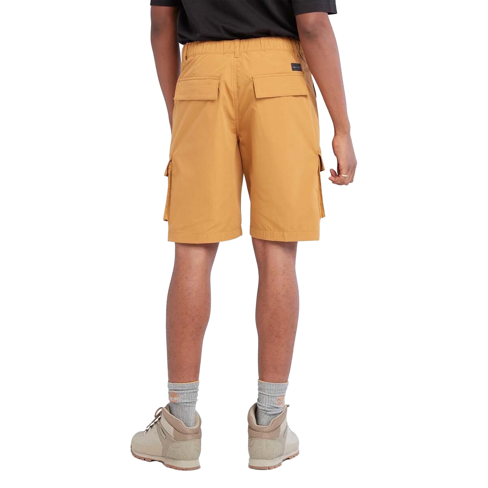 Wheat - Back - Timberland Mens Leather Badge Water Repellent Cargo Shorts