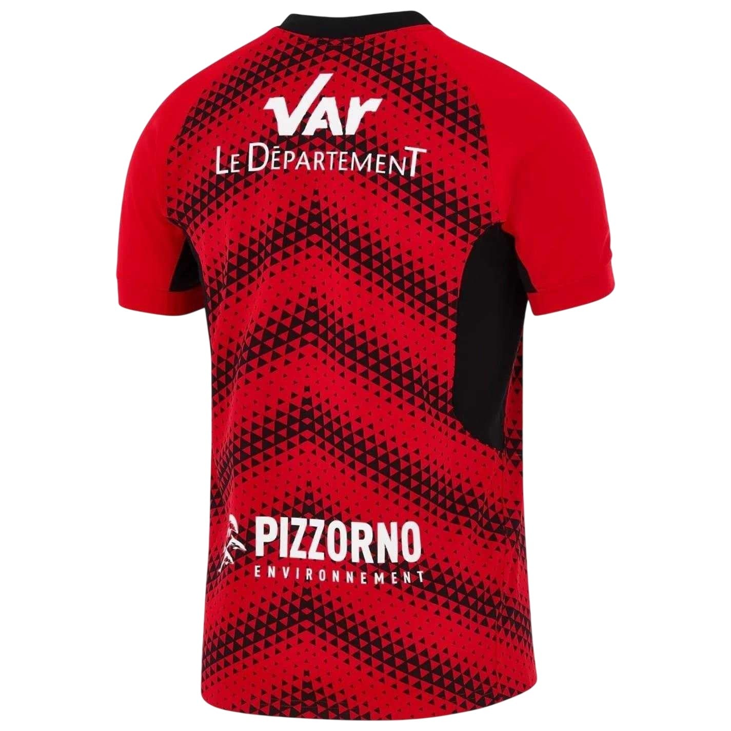 Uni Red-Black-White - Back - Nike Childrens-Kids 2025-2026 RC Toulon Rugby Shirt
