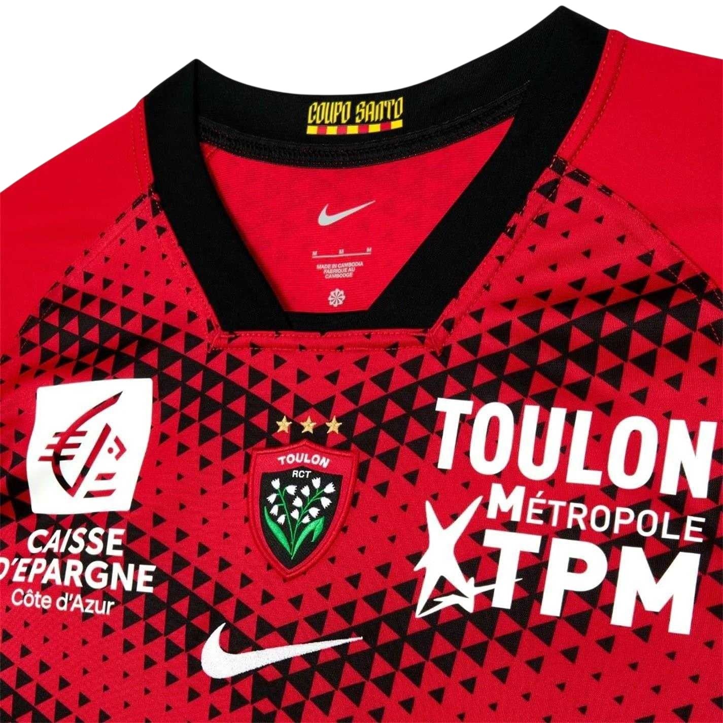 Uni Red-Black-White - Side - Nike Childrens-Kids 2025-2026 RC Toulon Rugby Shirt