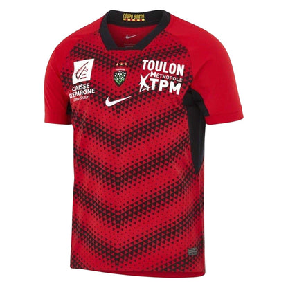 Uni Red-Black-White - Front - Nike Childrens-Kids 2025-2026 RC Toulon Rugby Shirt
