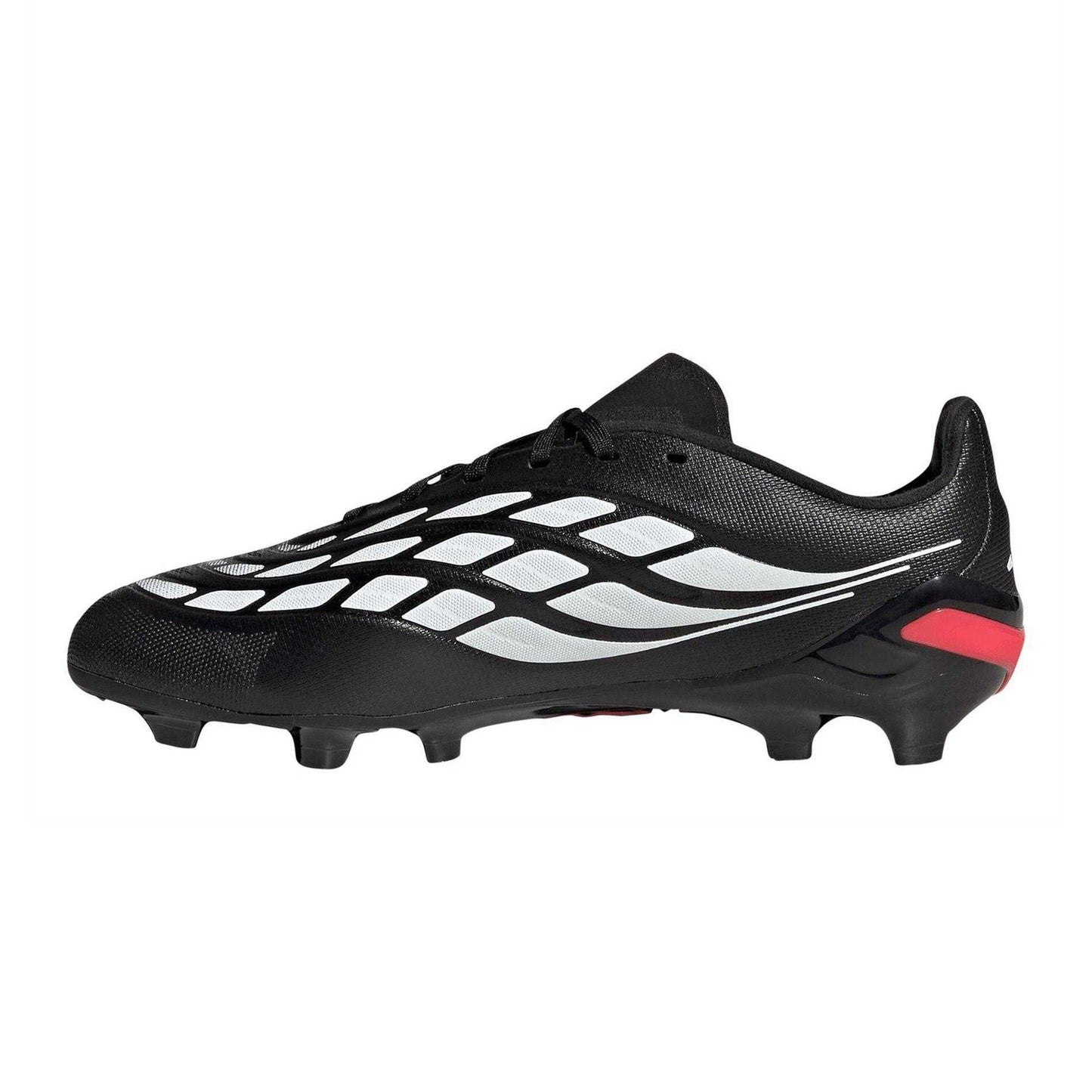 Black-Red - Side - Adidas Childrens-Kids Predator League Firm Ground Football Boots
