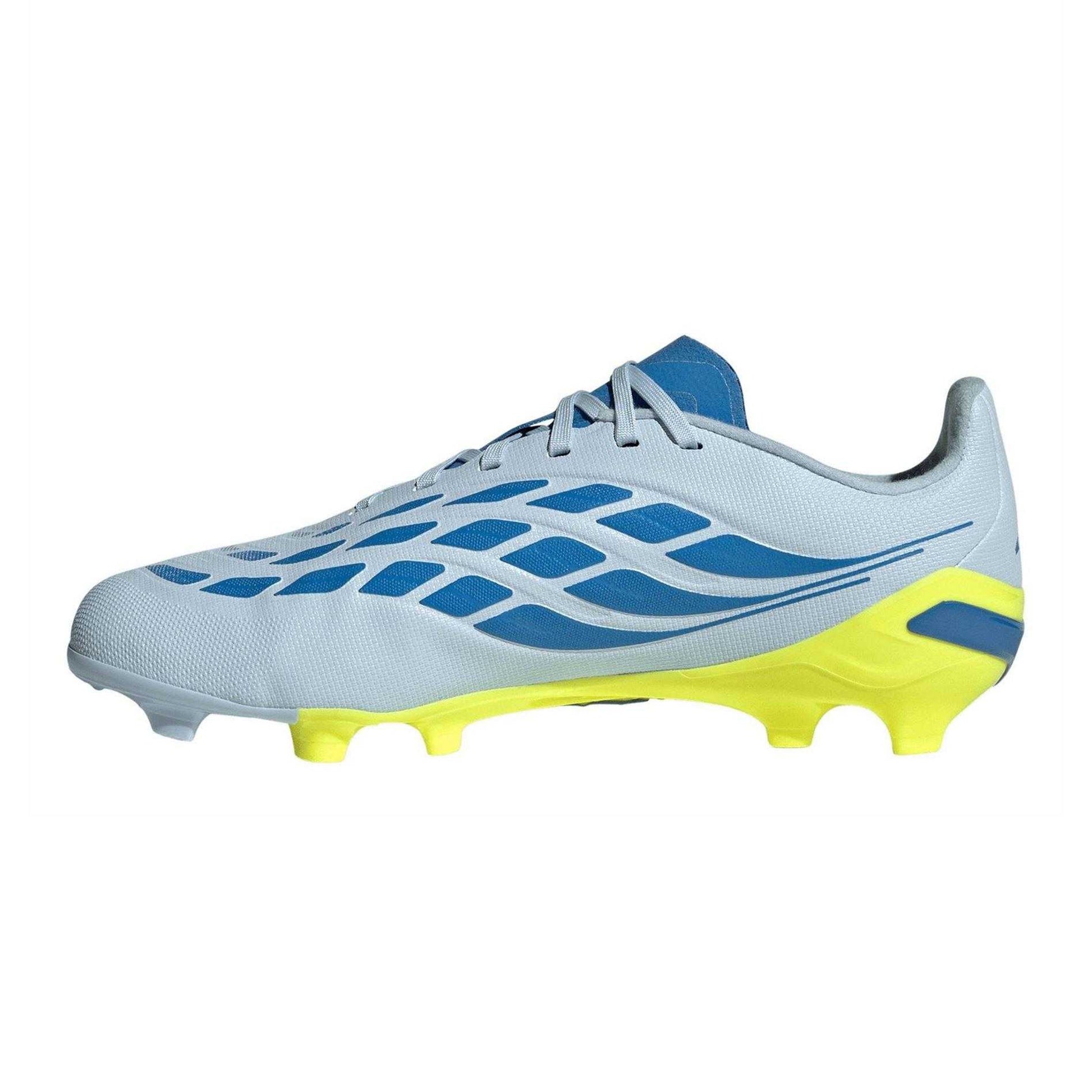 Blue-Yellow - Side - Adidas Childrens-Kids Predator League Firm Ground Football Boots