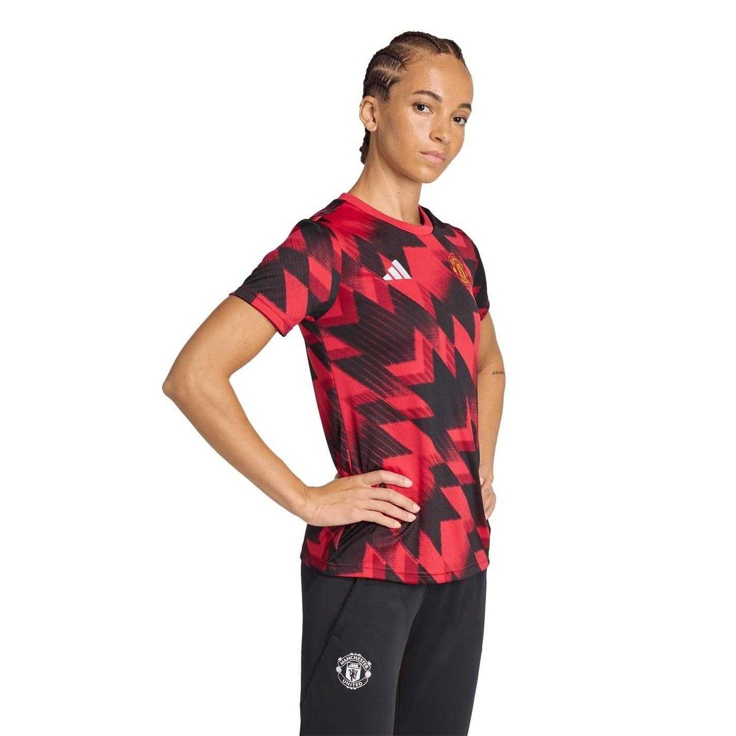 Red - Pack Shot - Adidas Womens-Ladies Pre-Match Manchester United FC Football Jersey