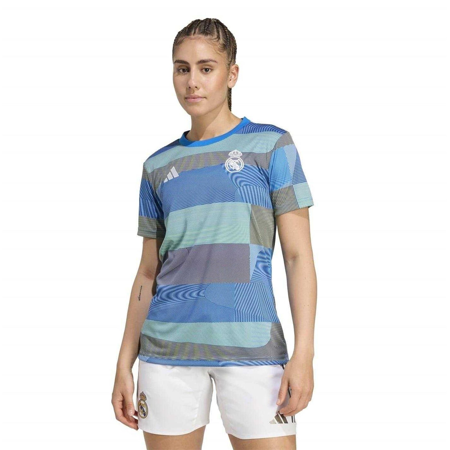 Blue - Side - Adidas Womens-Ladies Pre-Match Real Madrid CF Football Jersey