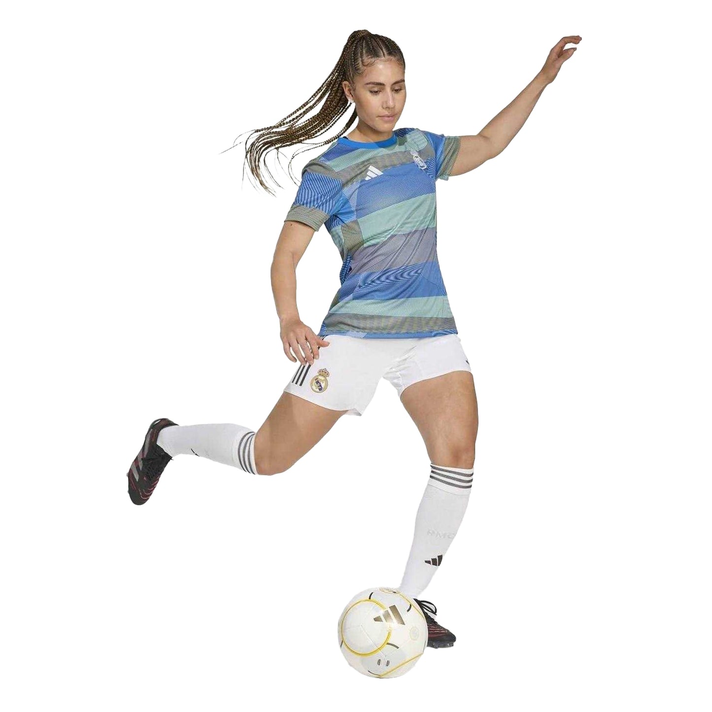 Blue - Pack Shot - Adidas Womens-Ladies Pre-Match Real Madrid CF Football Jersey