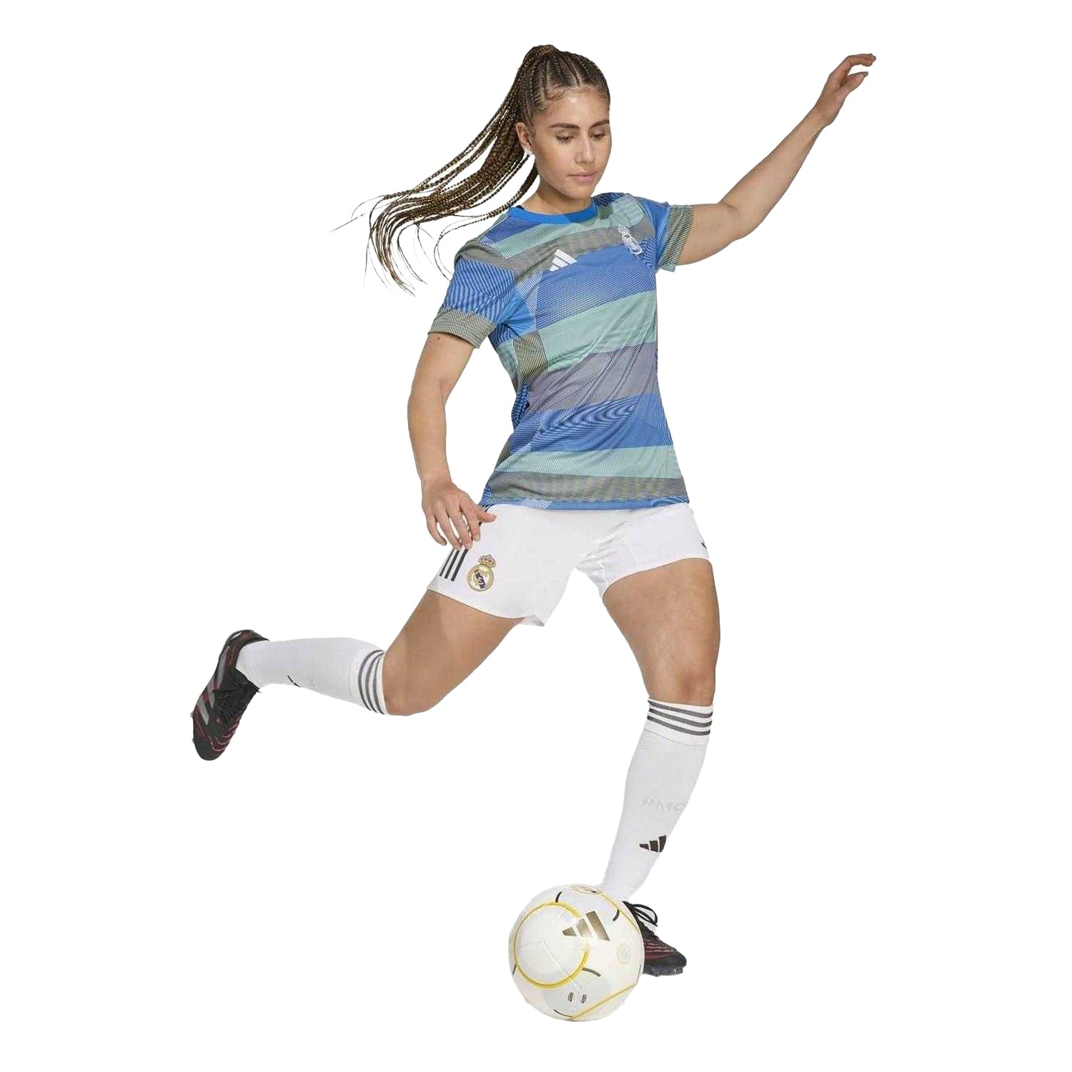 Blue - Pack Shot - Adidas Womens-Ladies Pre-Match Real Madrid CF Football Jersey
