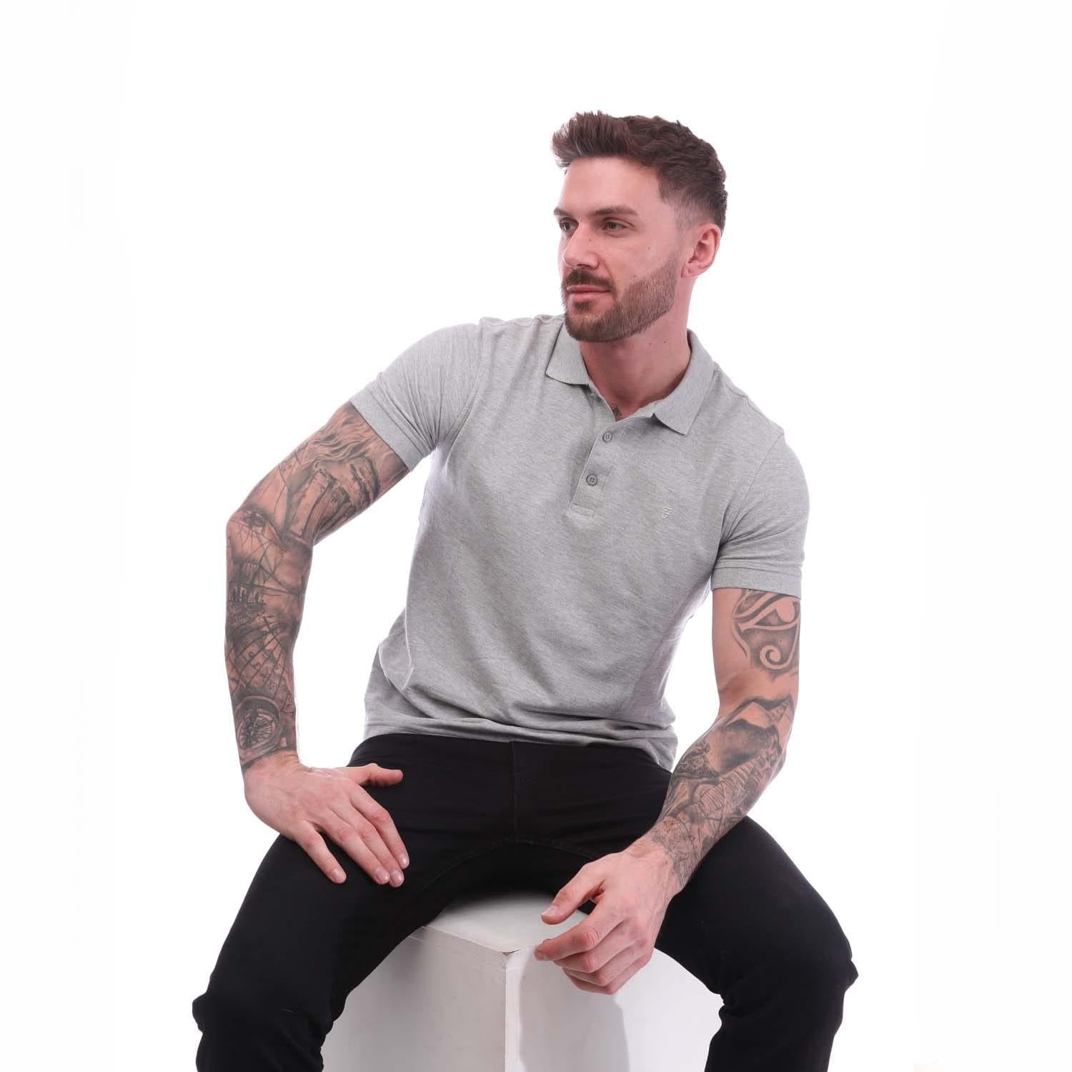 Grey Marl - Pack Shot - Farah Mens Cove Polo Shirt