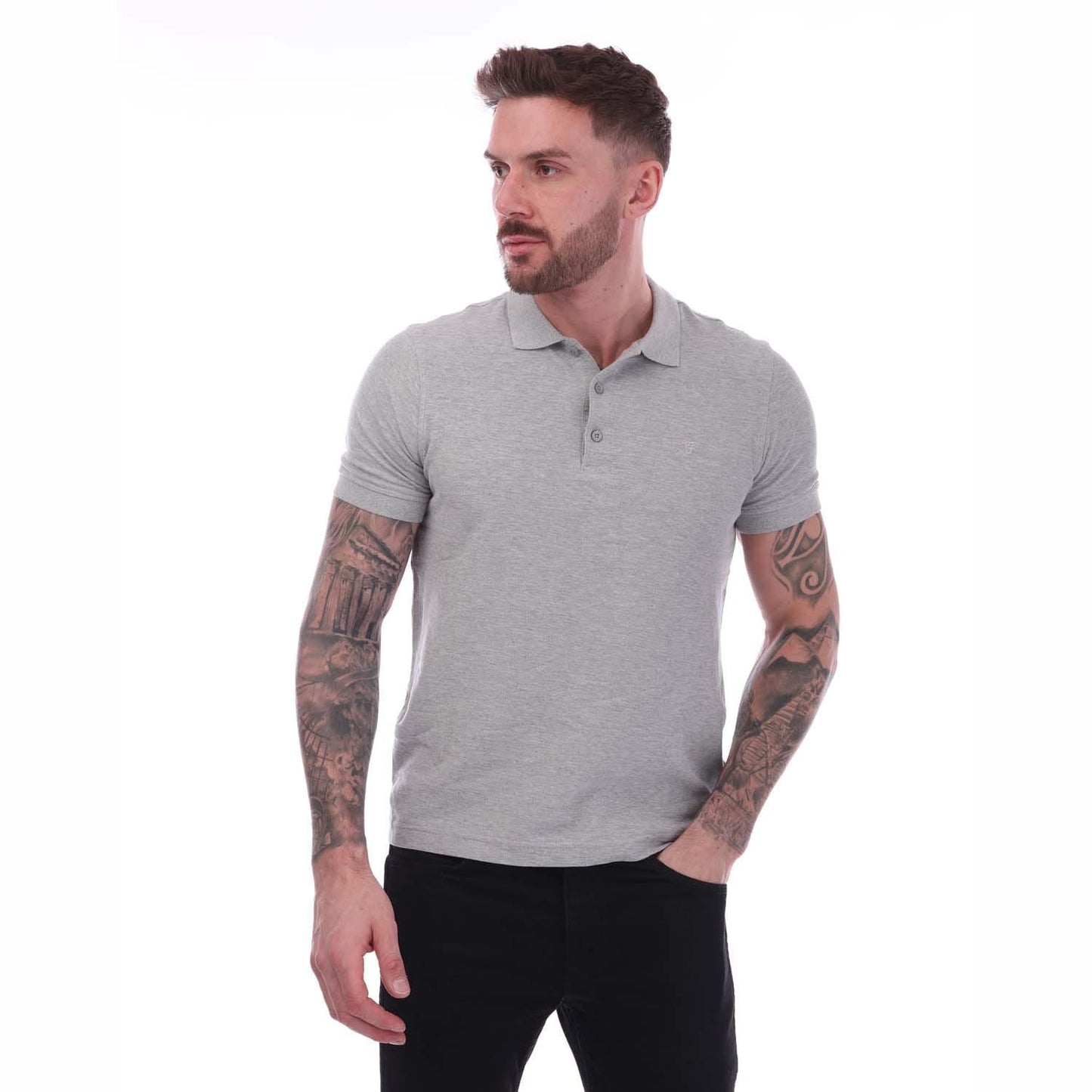 Grey Marl - Front - Farah Mens Cove Polo Shirt