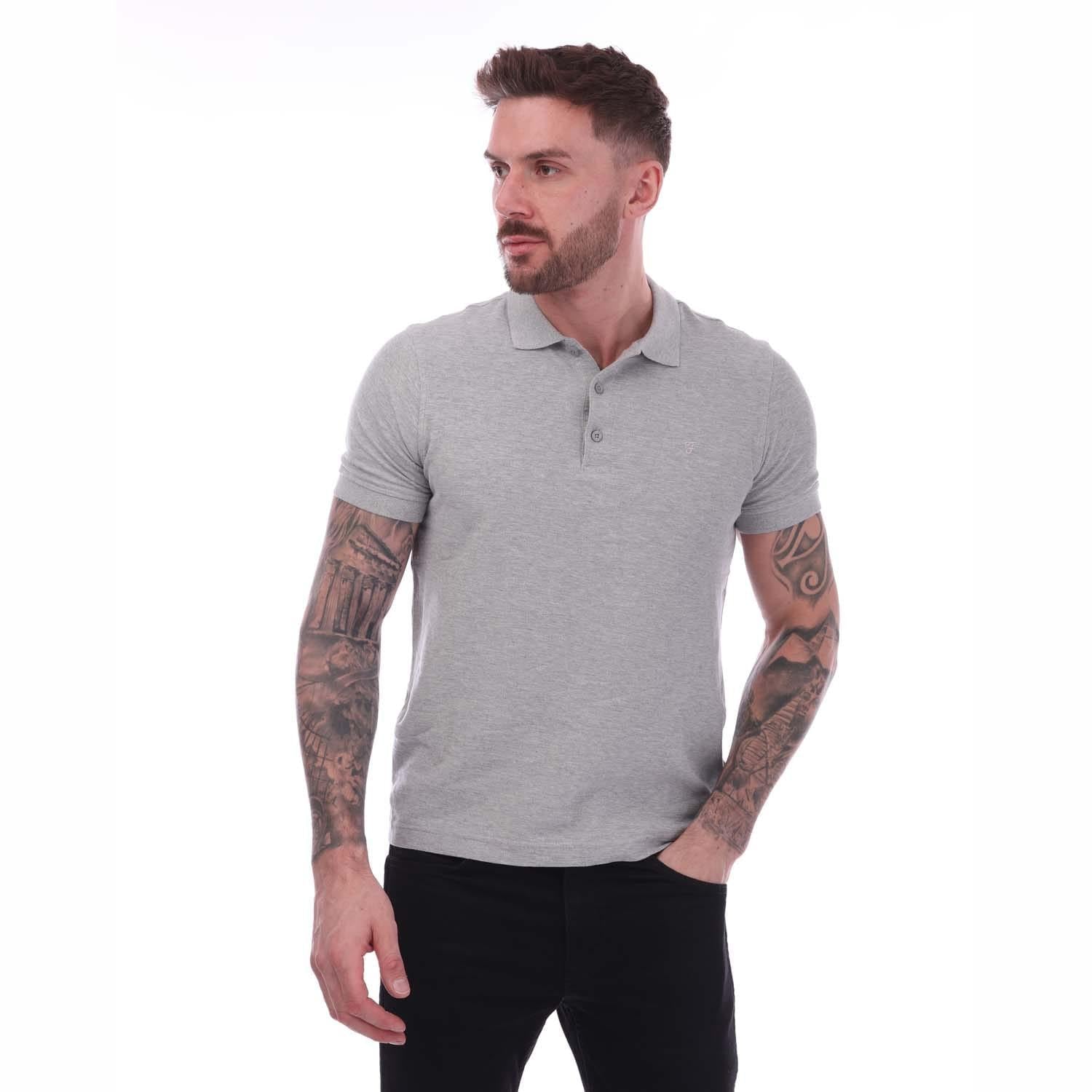 Grey Marl - Front - Farah Mens Cove Polo Shirt