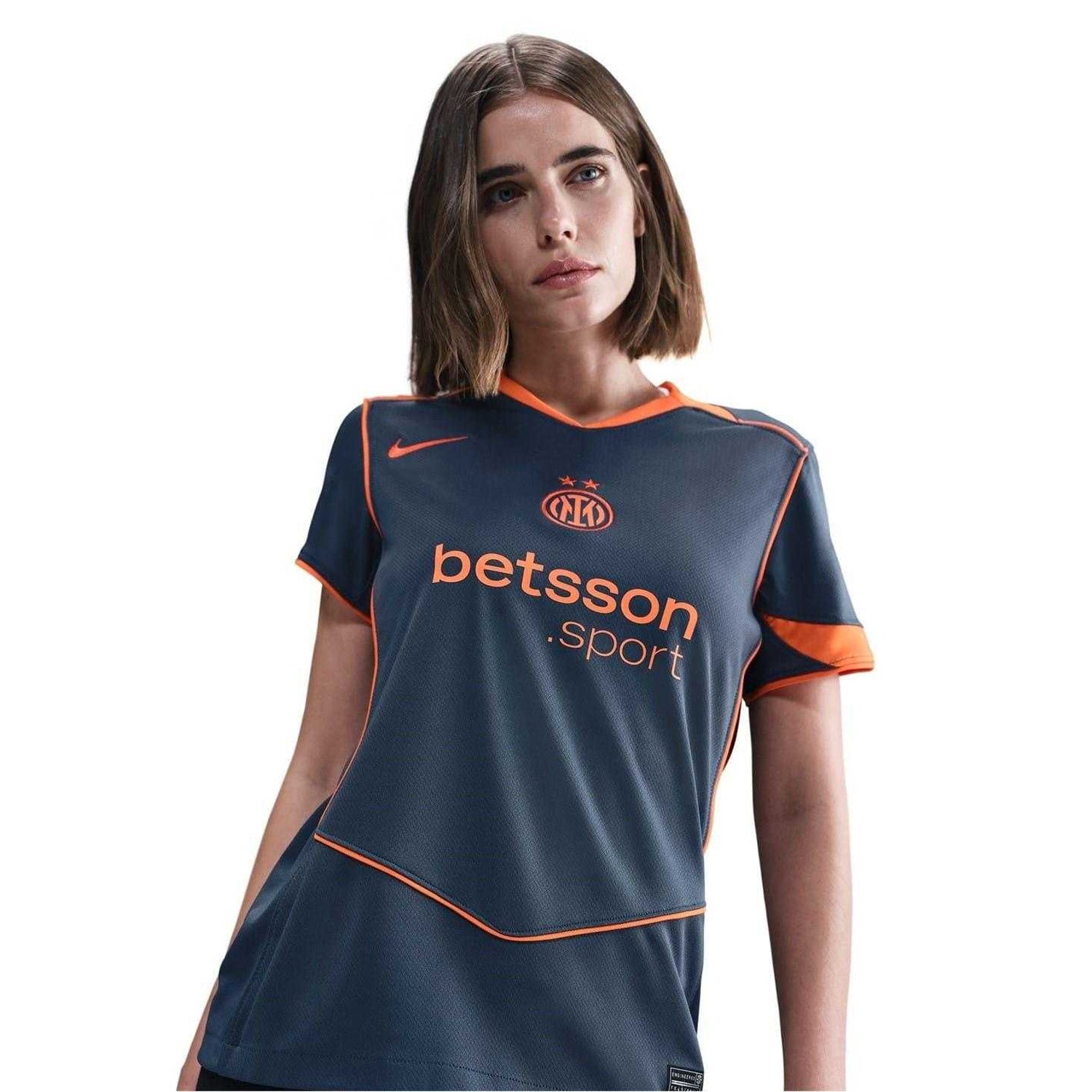 Blue-Orange - Side - Nike Womens-Ladies Third Inter Milan FC Sport Football Shirt