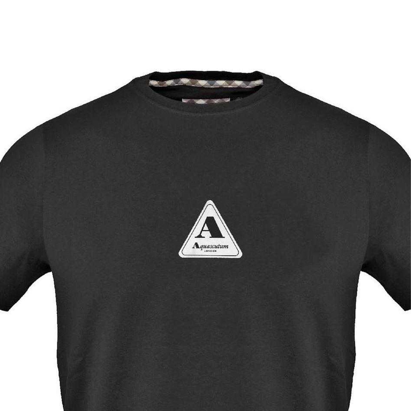 Black - Side - Aquascutum Mens Logo Cotton T-Shirt