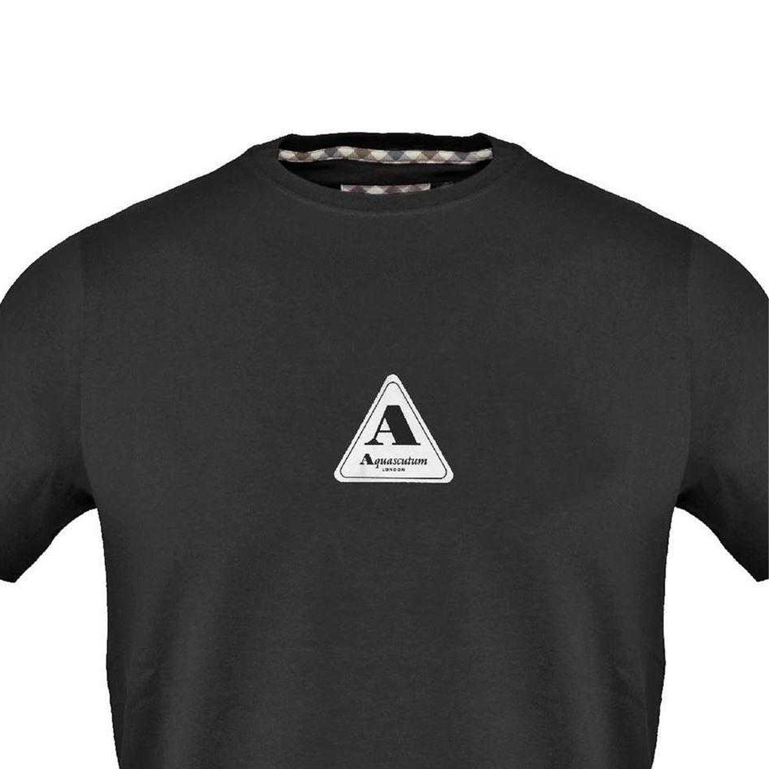 Black - Side - Aquascutum Mens Logo Cotton T-Shirt