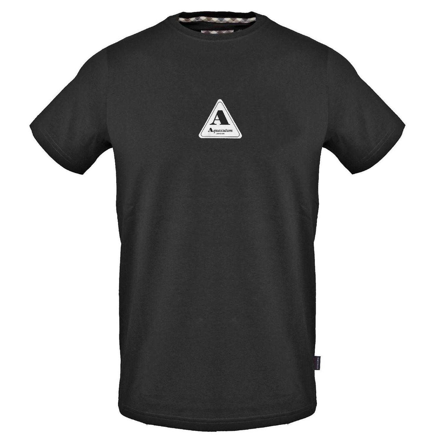 Black - Front - Aquascutum Mens Logo Cotton T-Shirt