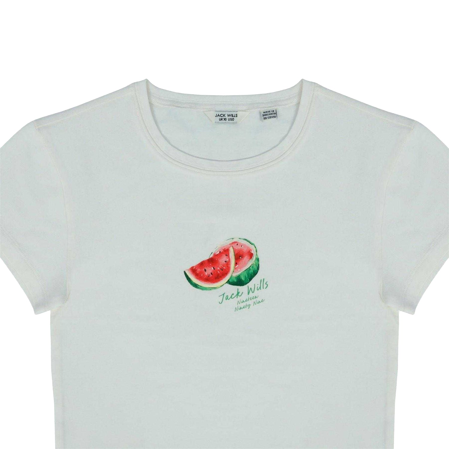 Watermelon - Side - Jack Wills Womens-Ladies Watermelon Cotton Crop Top