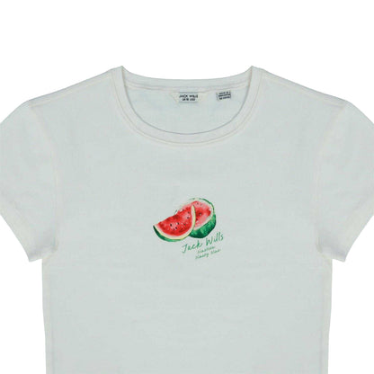 Watermelon - Side - Jack Wills Womens-Ladies Watermelon Cotton Crop Top