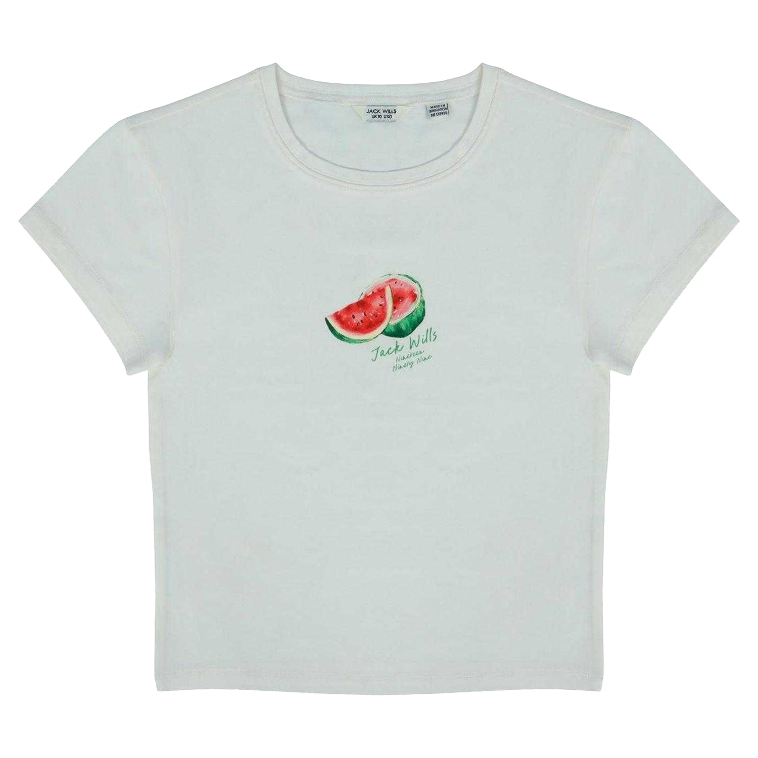 Watermelon - Front - Jack Wills Womens-Ladies Watermelon Cotton Crop Top