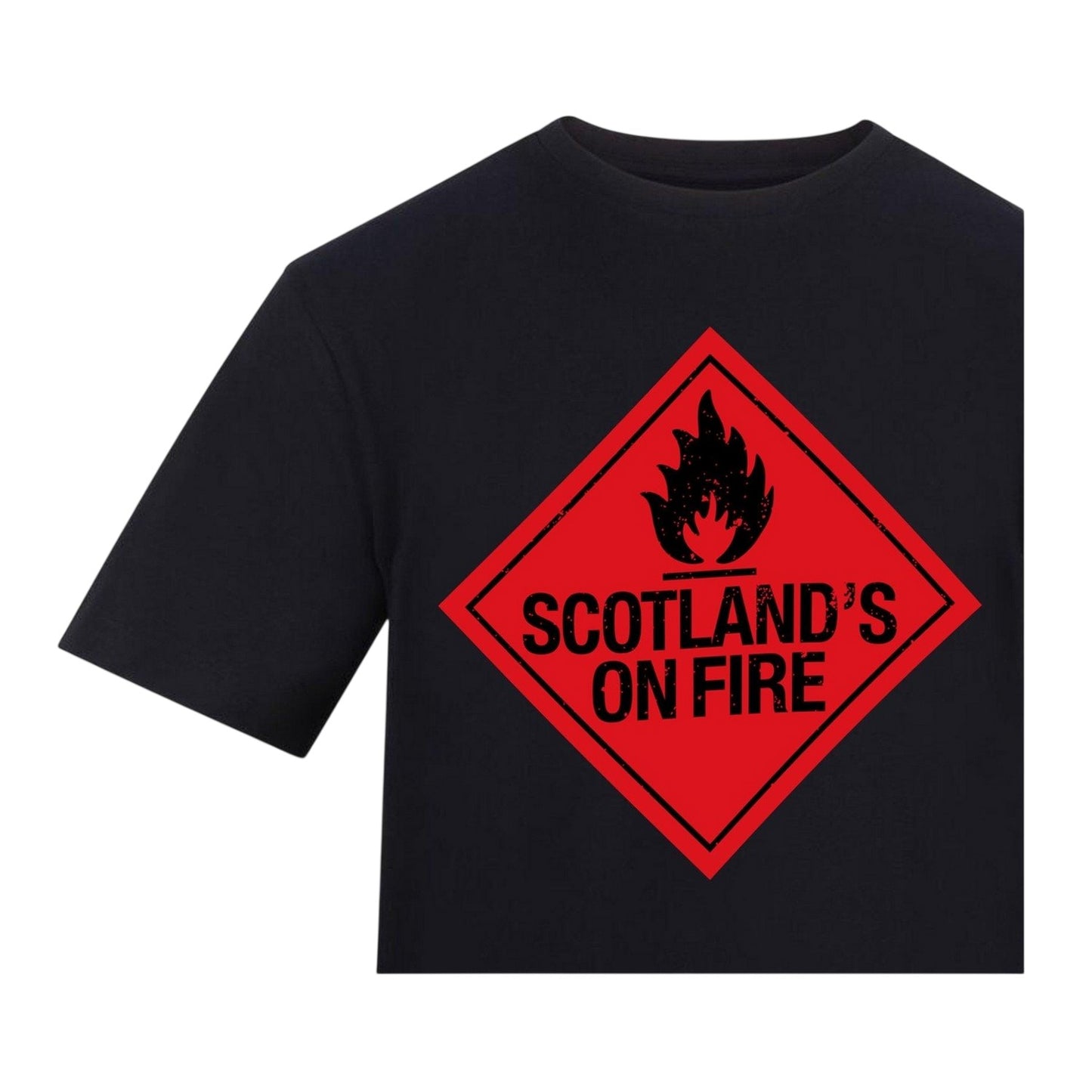 Black-Red - Side - AWD Unisex Adult Scotland´s On Fire T-Shirt
