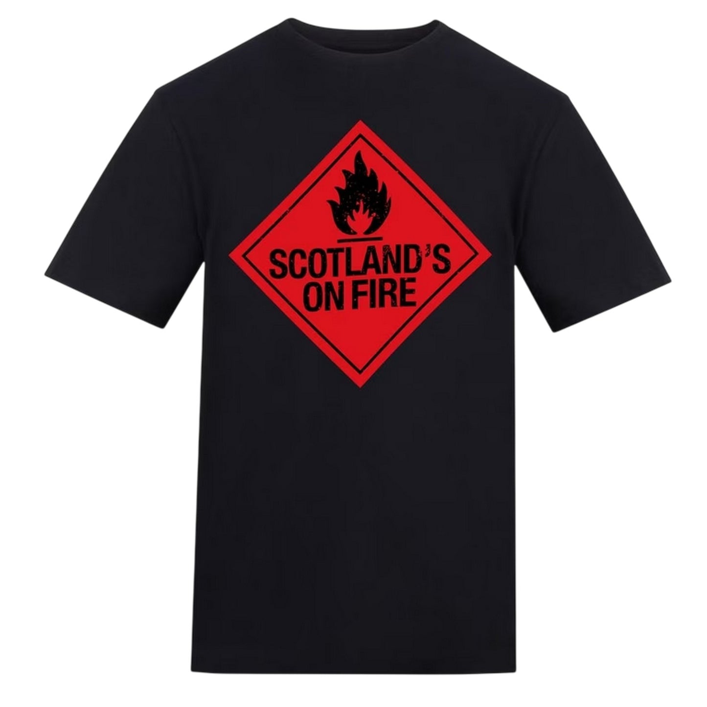 Black-Red - Front - AWD Unisex Adult Scotland´s On Fire T-Shirt