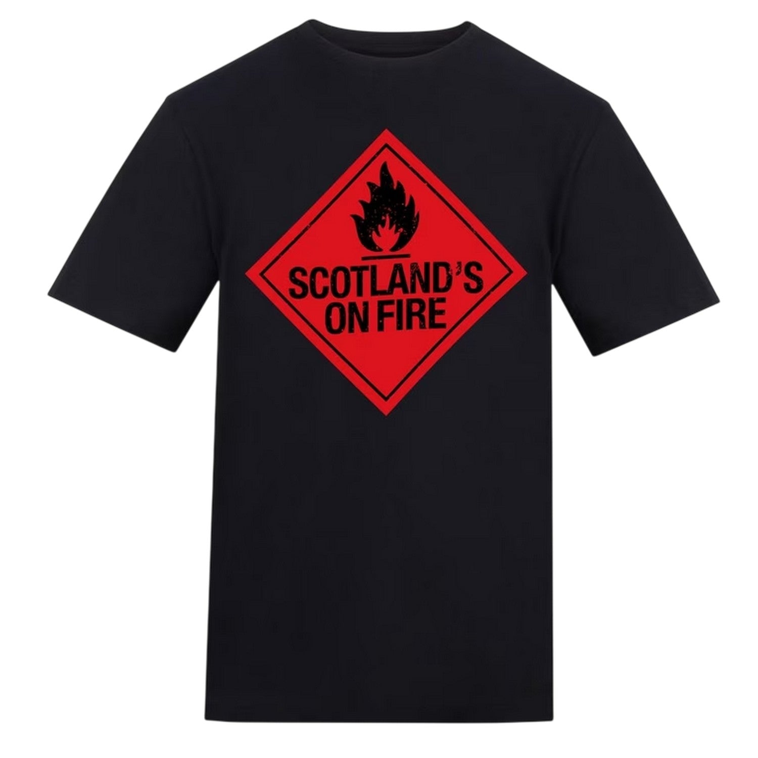 Black-Red - Front - AWD Unisex Adult Scotland´s On Fire T-Shirt
