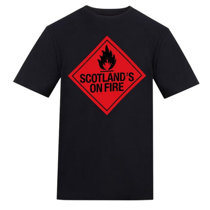 Black-Red - Front - AWD Unisex Adult Scotland´s On Fire T-Shirt