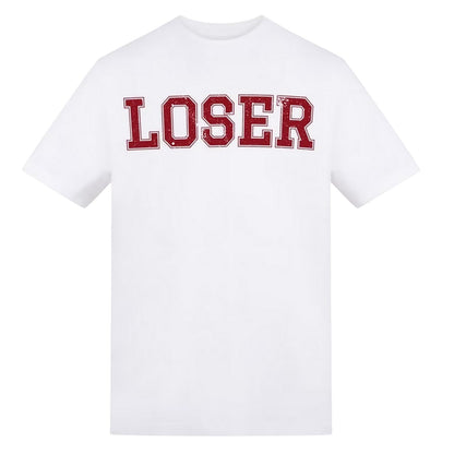 White - Front - AWD Unisex Adult Loser Cotton T-Shirt