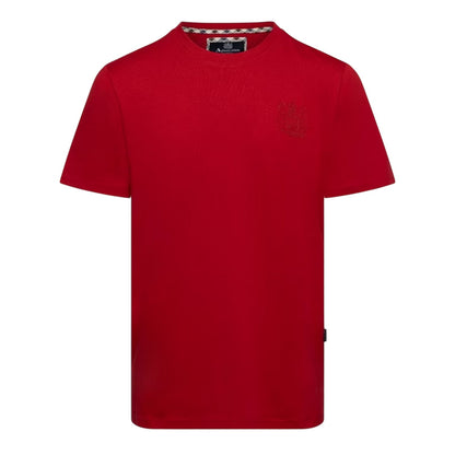Red - Front - Aquascutum Mens Embroidered Logo Cotton T-Shirt