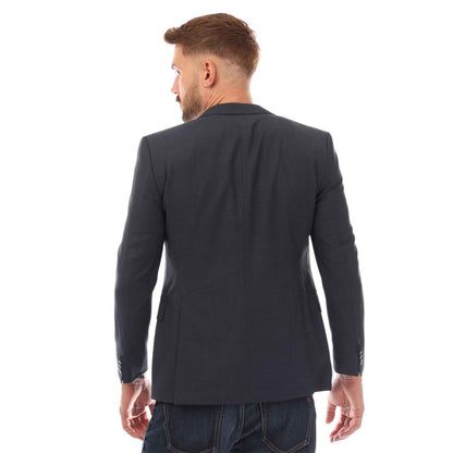 Dark Blue - Back - Hugo Mens Virgin Wool Regular Blazer