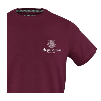 Red - Side - Aquascutum Mens Logo Cotton Regular T-Shirt