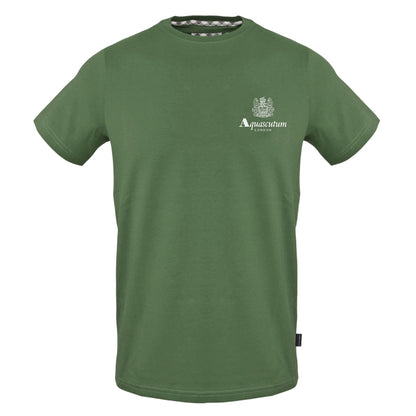Military Green - Front - Aquascutum Mens Logo Cotton Regular T-Shirt