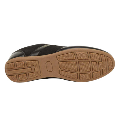 Black-Gum - Back - Lambretta Mens Euro Vertical Stripe Low Cut Flat Trainers