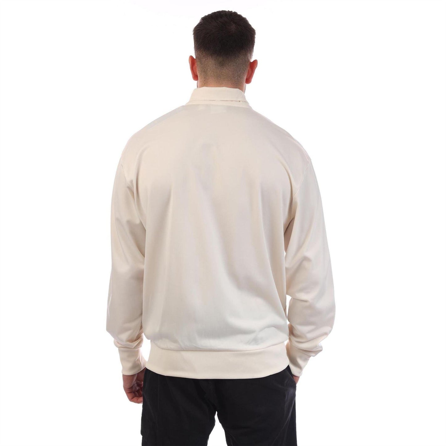 White - Back - Adidas Mens Firebird 3 Stripes Polyester Full Zip Loose Fit Track Top