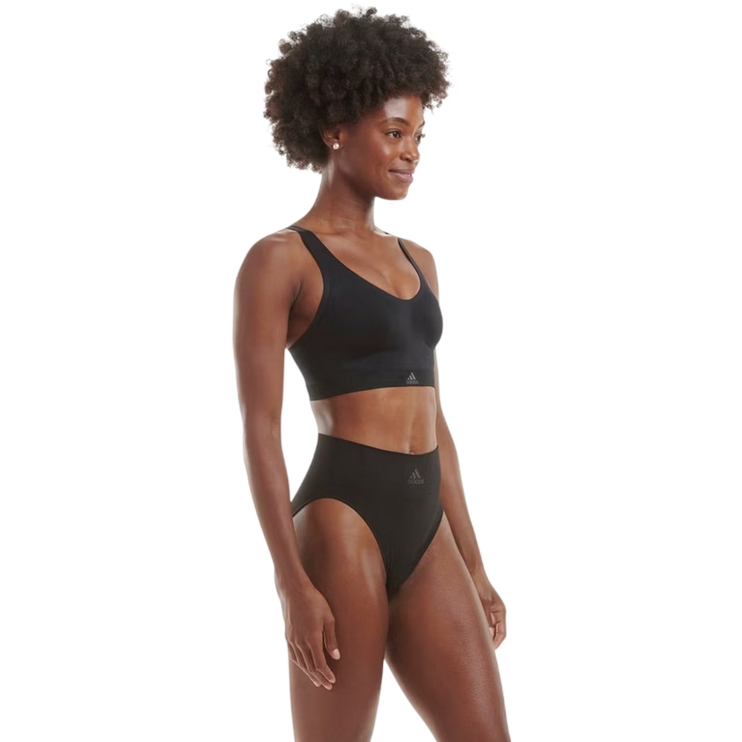 Black - Lifestyle - Adidas Womens-Ladies Stretch Seamless High Leg Briefs