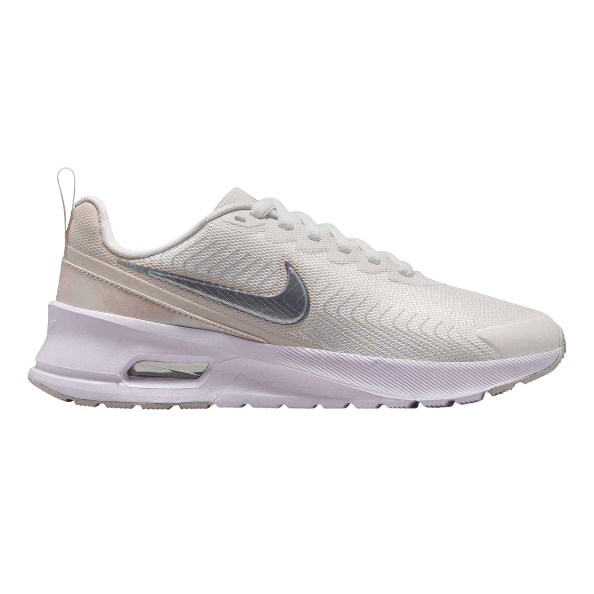 Matt White-Metallic Silver - Front - Nike Womens-Ladies Air Max Mesh Running Shoes