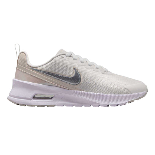 Matt White-Metallic Silver - Front - Nike Womens-Ladies Air Max Mesh Running Shoes