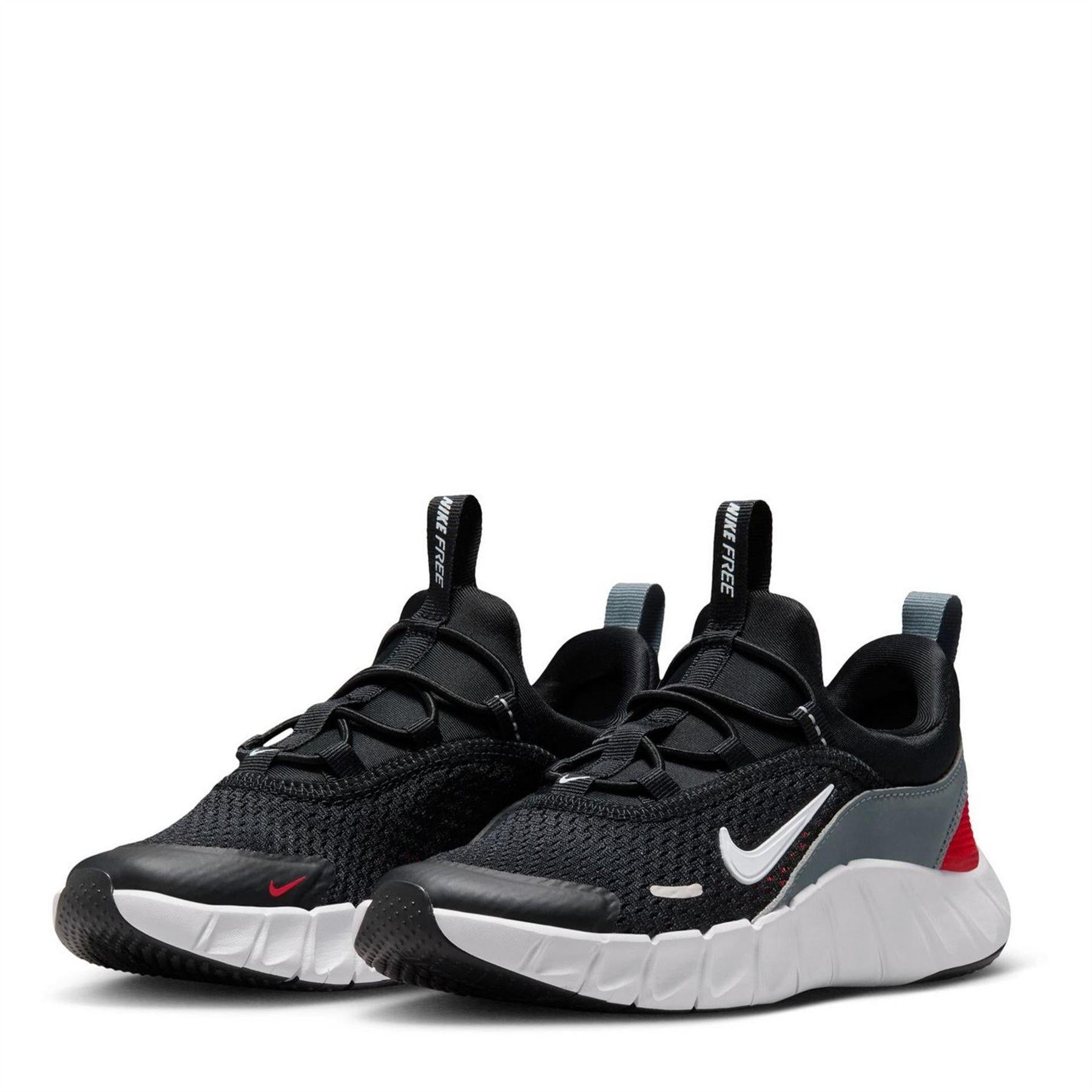 Black-Red - Side - Nike Childrens-Kids Logo Low Cut Trainers