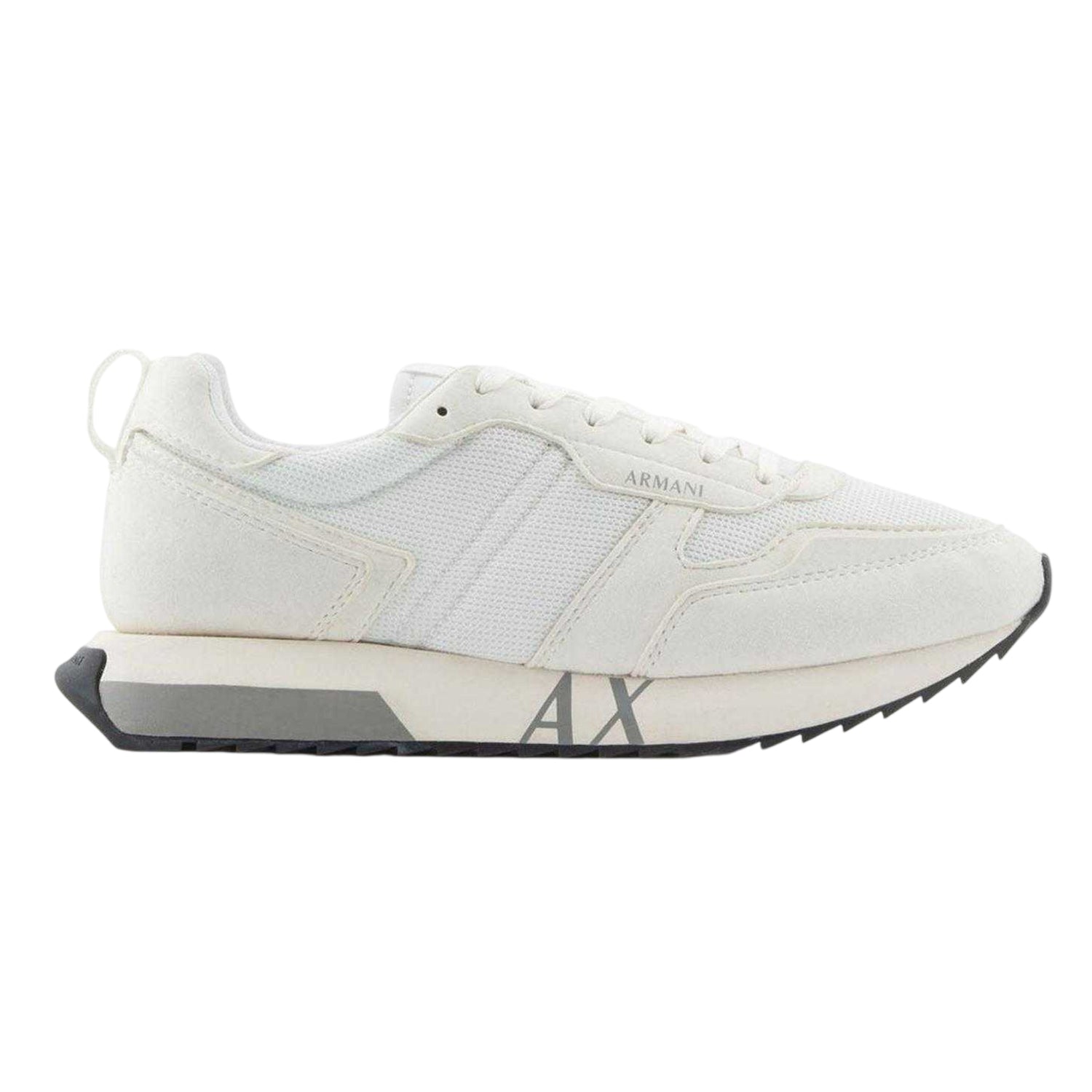 Off White - Front - Armani Exchange Mens Mesh Contrast Sole Trainers